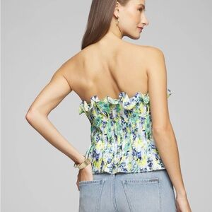white house black market pleated floral bustier top floral design